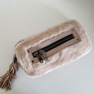 NWT Milly Designer Faux Fur w/ Leather Clutch